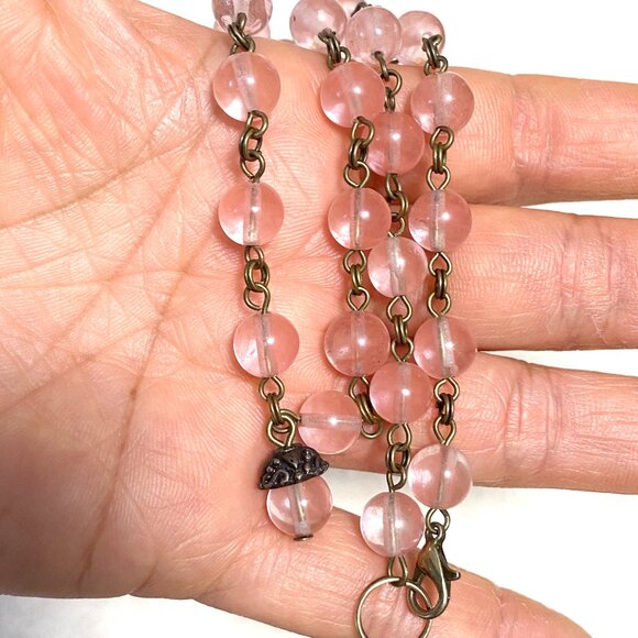 Cute Cherry Quartz Bronze Acorn Pendant Adjustable Choker - Picture 16 of 16